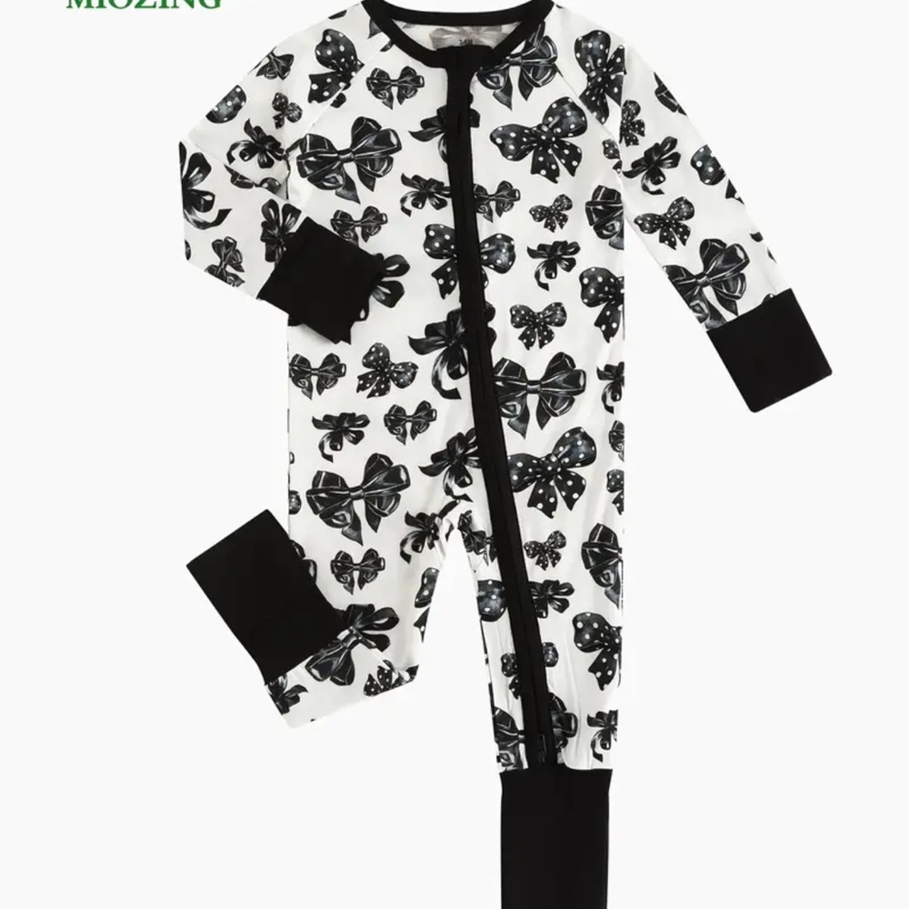 Bamboo Black and White Butterfly Print Onesie